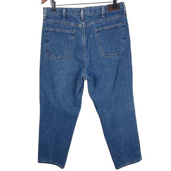 L.L. Bean Double L Plaid Flannel Lined Jeans Natural Fit Medium Wash Blue 35x30 - Picture 2 of 16